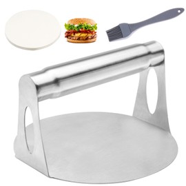 Smash Burger Presse, Hamburger Smasher Werkzeug für die Grillplatte, Edelstahl Hamburgerpresse, 14 cm Antihaft Grillpresse für Smashburger, Speck, Hackfleisch, Fleisch