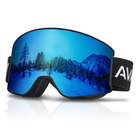 AVAWAY Removable Snowboard Goggles OTG Ski Goggles for Glasses Wearers Men Women Cylinder Mirrored Anti-Fog Lens Magnetic Change System UV Protection