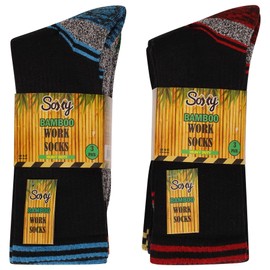 Soxy Bamboo Work Socks - Mens Summer Anti Sweat Breathable Heavy Duty Cotton Socks for Steel Toe Boots - 6 Pack - UK Shoe Size 6-11