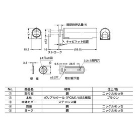 Sugatsune Industrial MC-S60 Slide Magnetic Latch (Round) Lamp Stamp