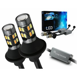 Syneticusa 3157 Switchback Canbus 20 LED Bulbs 3057 3457 4157 Dual Color Amber/White Anti Hyper Flash Built-in Resistor Error Free Turn Signal Lights and DRL/Parking Lights