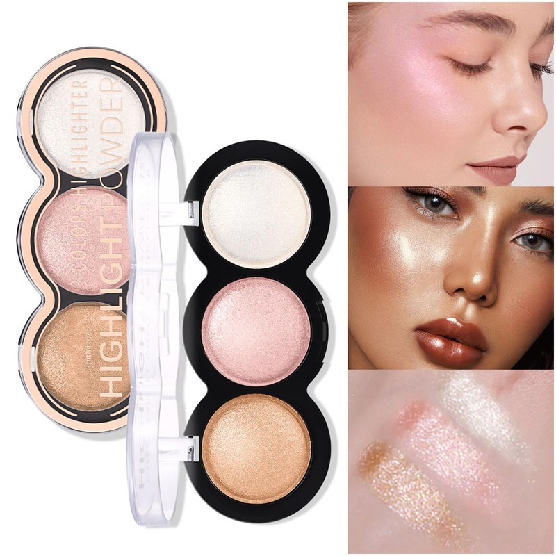 Eazerom 01 3 Colours Blush Contour Highlighter Makeup Palette with