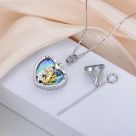 Flpruy Pet Urn Necklace for Dog Cat Ashes Sterling Silver Dog Memorial Keepsake Dog Urns for Ashes Cremation Jewelry Gifts for Women Dog Lovers (Abalone Shell)