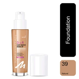 Manhattan 3-in-1 Easy Match Make Up, Oil-Free Foundation for a Flawless Complexion, Colour 39 Natural, 30 ml