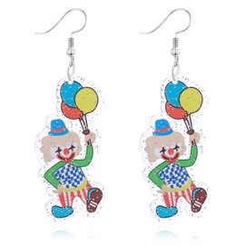 QLUYCKW Carnival Earrings Funny Acrylic Cartoon Circus Carrousel Tiger Monkey Elephant Clown Lightweight Dangle Earrings Mardi Gras Cosplay Party Jewelry for Women (Joker)