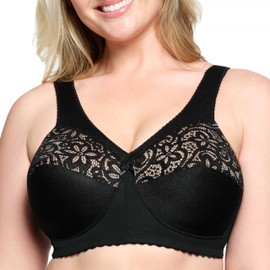 Glamorise MagicLift Cotton Support Wirefree Bra 1001 (Women's & Women's Plus) Black