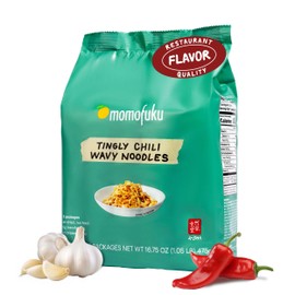 MOMOFUKU Momofuku Tingly Chili Ramen Noodles by David Chang, 5 Count (Pack of 1) Air-Dried Vegan Instant Noodles with Sauce