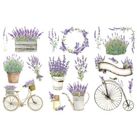 GLOBLELAND Pack of 3 Lavender Theme Decor Transfers 6 x 12 Inch Furniture Transfer Stickers Plants Wall Art Stickers for Bedroom Living Room Desk Table Decoration