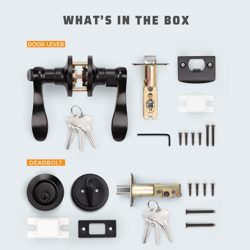 KNOBWELL 3 Pack Exterior Door Lock Set with Deadbolt Front
