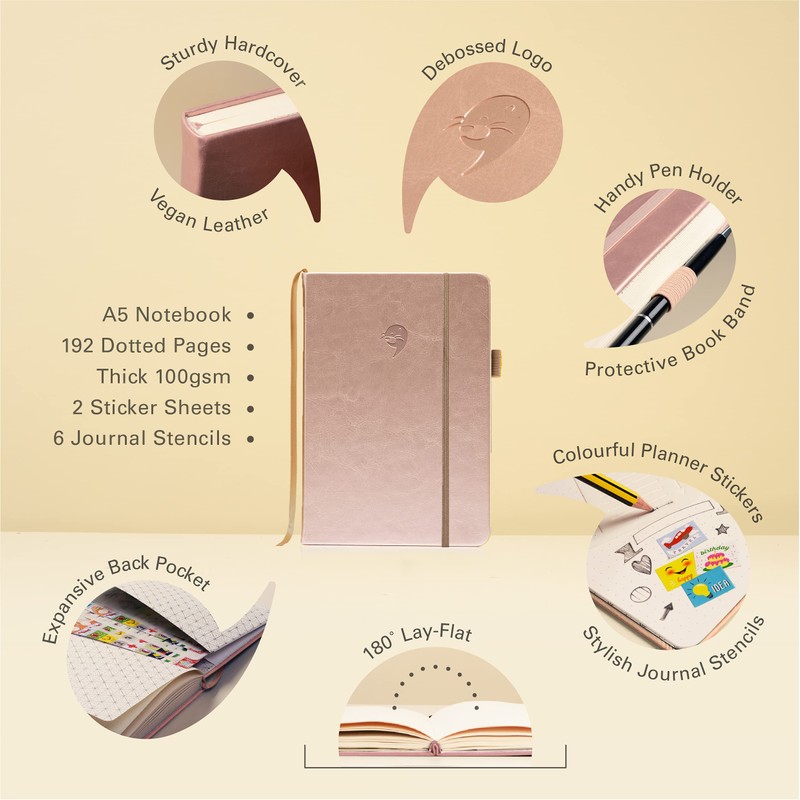 Ottergami Bullet Dot Journal A5 Notebook. Deluxe Journal Notebook +