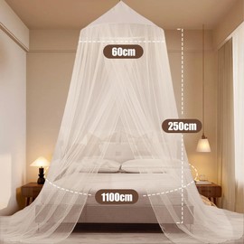 Xiujuers Mosquito Net Bed, 250 x 1100 x 60 cm, Mosquito Net Double Bed, Fine Mesh Bed Canopy, Mosquito Net, Fly Net, Bed, Canopy Bed, Curtains, Hanging Bed Mosquito Net for Camping, Home, Baby Cots