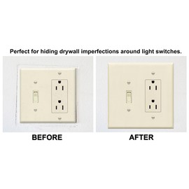 OVERSIZED 2 Gang Combo Metal Wall Plate - Ivory - (1) Decorator - GFCI - Rocker with (1) Toggle Combination Light Switch Plate Cover, Steel Painted Beige, Made in USA, UL Listed, 5.5 x 5.5