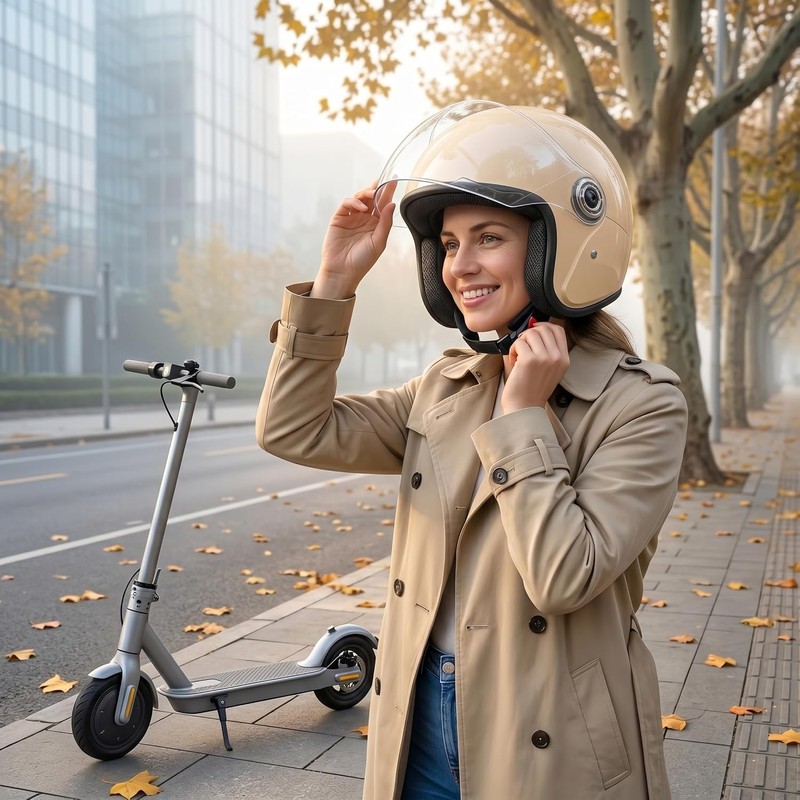 Casco de Scooter de Cara Abierta con Visera, Cascos Motocicleta