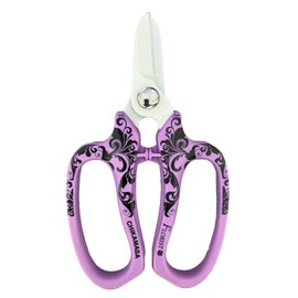 Chikamasa Chikamasa Florist Deluxe Flower Scissors, Arabesque Pattern, Violet MF-9000VA