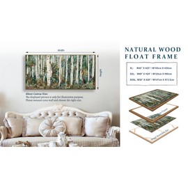 tigeridge Framed Birch Wall Art - Blooming Birch Forest Canvas Pictures Nature Landscape Wall Decor Birchwood Trees Painting Print Artwork Living Room Bedroom Home Office Decor 24" x 48" Natural Frame