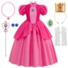 Mooedcoe Princess Peach Costume Girls Toddlers, Kids Cosplay Princess Peach