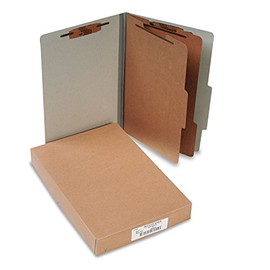 ACCO Pressboard 25-Pt. Classification Folders, Legal, Six-Section, Mist Gray, 10/Box