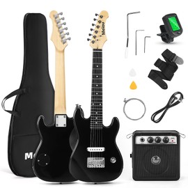 Meiou 30 Inch Kids Electric Guitar Beginner Kits ST Style Mini Electric Guitar withAmp,Bag,Tuner, Picks, Cable, Strap, Strings (Black)