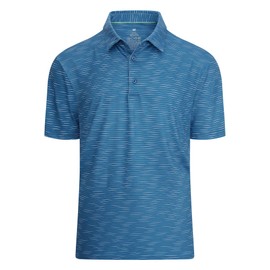 Alex Vando Mens Striped Golf Shirt Moisture Wicking Quick-Dry Sports Polo Shirts,Blue,M