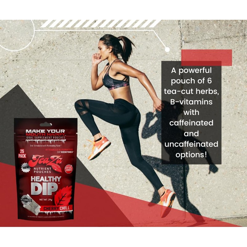 Teaza Energy Pouches, Tobacco Free Nicotine Free Dip Alternative Snuff
