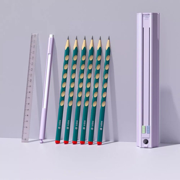 NBX Pencil Box Hexagonal w/ 6 Pencils Standing Pen Holder