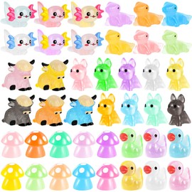 112 Pcs Luminous Mini Resin Animals, Mini Animals Figures Mini Ducks Dogs Cows Small Lizard Mushroom Little Axolotl Miniature Figurines for Fairy Garden Accessories DIY Garden Dollhouse Decoration