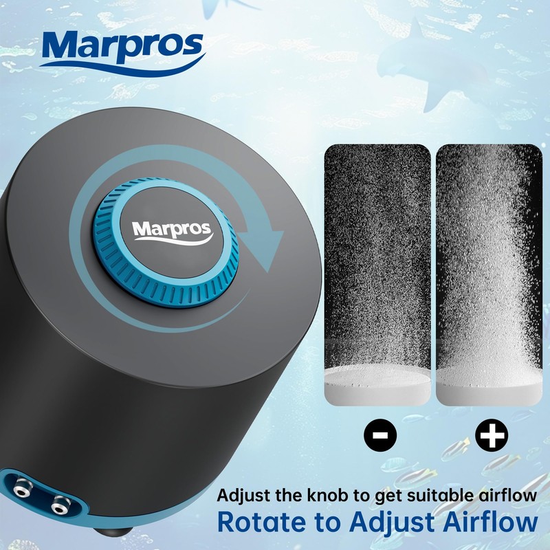 Aquarium Air Pump with Adjustable Double Outlet air Stone Bubbler