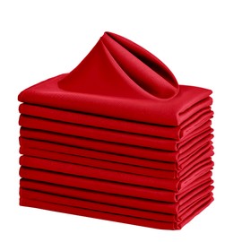 XWZO Cloth Napkins 12 Pack 18x18 inches, Washable and Reusable Table Napkins Ideal for Wedding, Party, Hotel, Events and Home Use, Red