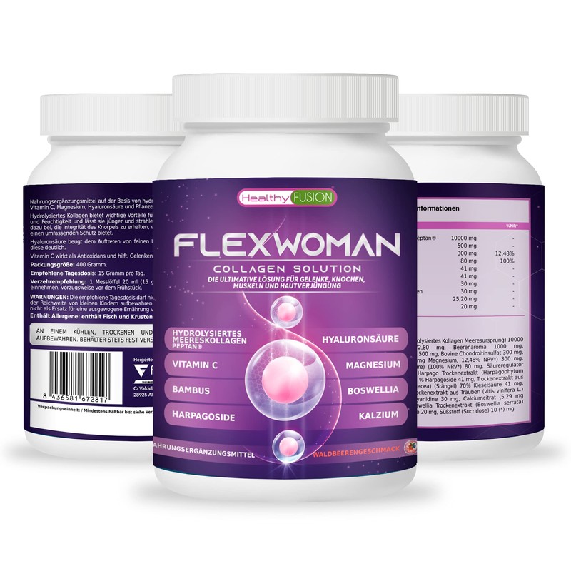 Flexwoman Plus | Meereskollagen + Glucosamin + Vitamin C |