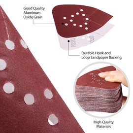 LotFancy 220 Grit Sanding Pads for Black and Decker Mouse Sanders, 50PCS Hook and Loop Sandpaper Sheets - 12 Holes Detail Palm Sander Sand Paper