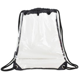 Eastsport Stadium Approved Clear See Through Transparent Sling Backpack Bag Daypack Sackpack, Black Trim
