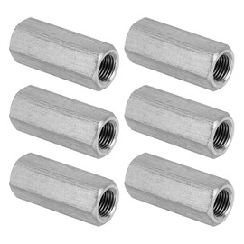 PATIKIL M10 x 1-Pitch 304 Stainless Steel Hex Coupling Nuts, 6Pcs 35mm/ 1.4" Length Fully Threaded Rod Coupling Nut Studding Connector Fasteners, Silver Tone