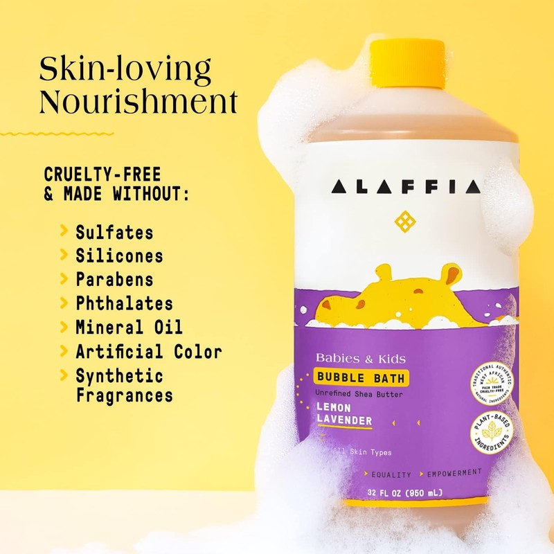 Alaffia Babies & Kids Bubble Bath, Lemon Lavender, Pump Included