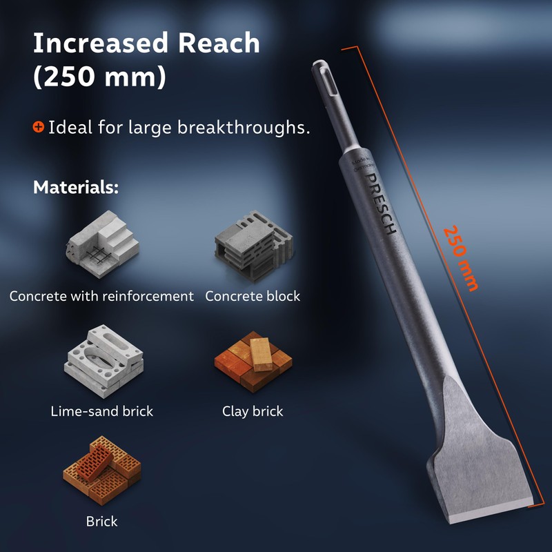PRESCH SDS Plus Wide Chisel - Extremely Robust, Durable 40mm