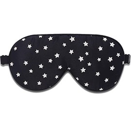 ALASKA BEAR Alaska Bear Mulberry Silk Sleep Mask Luxury Cool and Lustrous Eye Cover for Sleeping Unisex (Black Stars)