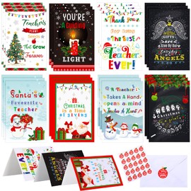24 Sets Christmas Teacher Gift Cards Thank You Christmas Cards for Teacher Holiday Cards Christmas Gift for Teacher Christmas Decorations Teacher Appreciation Gift Xmas Party Supplies 6 x 7.9 Inch