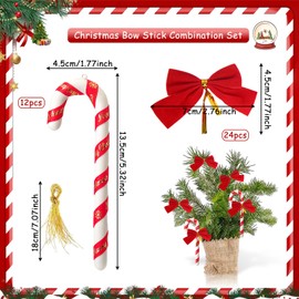 Pack of 36 Candy Canes for Hanging Christmas Tree Decorations Christmas Tree Pendant Bows Christmas Bows Tree Decorations Christmas for Christmas Decoration Christmas Trees