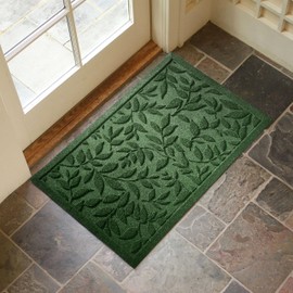 VivaNest VivaNest Green Leaves Outdoor Indoor Entrance Door mat, Absorbent Durable Heavy Duty Welcome Front Door Mat,Thick Natural Rubber Back,Easy Clean Entryway Mat 17x30 Inch, Low Profile
