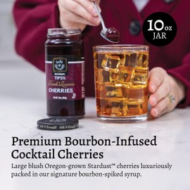 Sable & Rosenfeld Bourbon Tipsy Dark Reserve Cherries 10 oz Jar (Pack of 1), Stardust Cherries in an Elderberry, Vanilla, Bourbon Syrup, Kosher Garnish, Perfect for Desserts