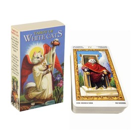 Formemory Tarot Cards Set of 78 White Cat Tarot Divination Tarot Deck for Super Beginners Apprentice Tarot Apprentice Tarot and Tarot Card Lovers Coated Paper Fortune Telling Cards Gifts for Family