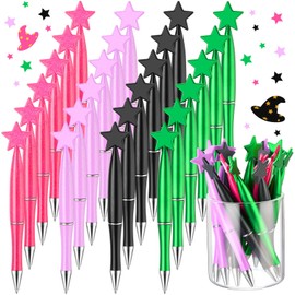 Honoson 60 Pcs Princess and Witch Party Favors Star Ballpoint Pen Pink Green Gift Set Star Wand Ballpoints Pen for Office Birthday Party Supplies Decorations (Pink,Green,Black,Rose Red)