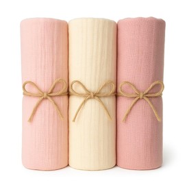 Me & Little Bee BABY Large 100% Cotton Muslin Cloth for Babies, 3pack 70cm x 100cm Cotton Burp Cloths for Newborn and Baby, Absorbent & Breathable and Ideal to Clean, Wipe & Cover Newborns (Mix 3)