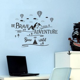 Inspirational Quotes Wall Decals Be Brave Seek Adventure Quote Art Wall Sticker Removable Vinyl Murals for Kids Bedroom Living Room Home Wallpaper Decor