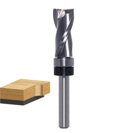 Flush Trim Router Bit 1/4 Shank - 1/2" Cutting Dia, 1-1/8" Cut Height, Carbide Spiral Pattern Template Up-Cut Top Bearing Flush Cut Router Bit, for Wood Trimming