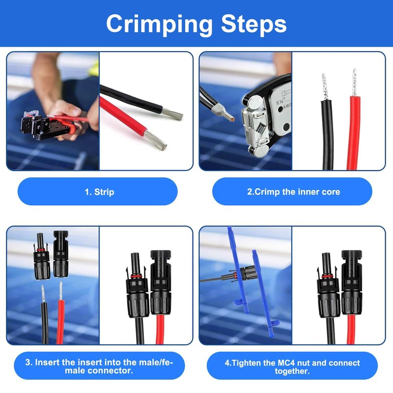 Solar Panel Connectors, 12 Pair Male/Female Solar Plugs, IP67 Waterproof