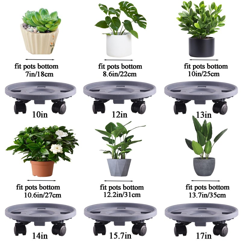 Rolling Plant Stand with Wheels 5 Pack 14 Inch Plant