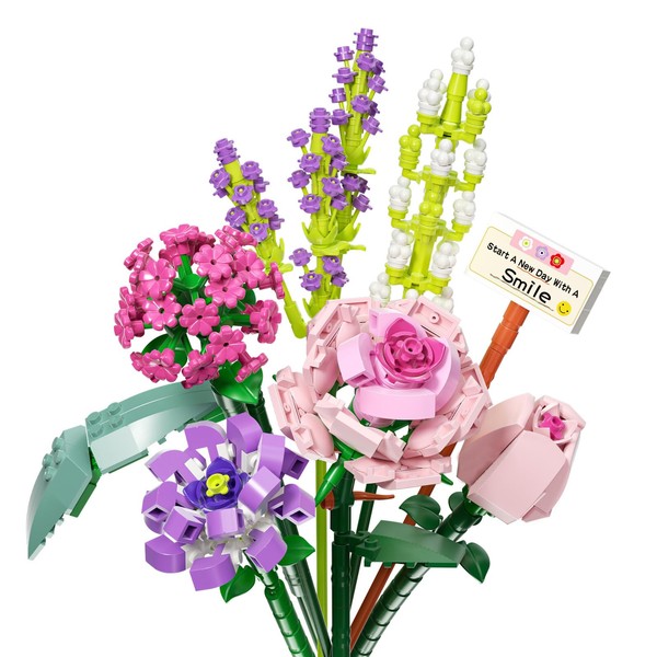 QLT Mini Bricks Flower Bouquet Building Sets, Artificial Flowers, DIY