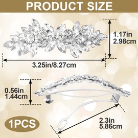 Joez Wonderful Rhinestone Hair Clips, Silver Bridal Hair Accessories for Women, Sparkly Crystal Hair Pins, Fancy Flower Hair Barrettes for Wedding, Bride, Long Hair (1 Pcs)