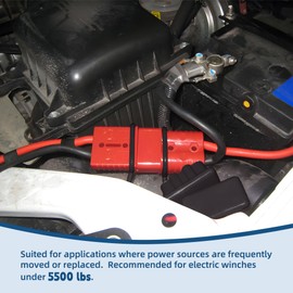 7FT 4 AWG Heavy Duty Winch Power Cord with Quick Disconnect Plug Cycle Durability 600V Voltage Rating Galvanized Copper Corrosion Resistant Cabling