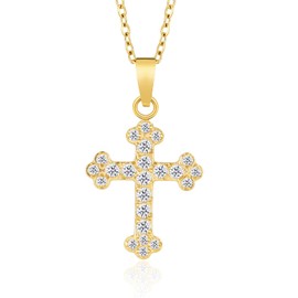 GLOVSTIA 1PCS Dainty Gold Cross Necklaces for Women, Faith Cross Pendant for Women, Ladies Crystal Cubic Zirconia Cross Necklaces, Stainless Steel Cross Necklace for Women Gift